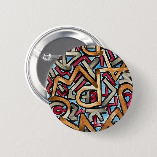 Mocha Red Gray Geometric Button (Vorne & Hinten)