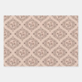 Mocha Rokoko Revival Lotus Mandala Mid Mod Ogee Geschenkpapier Set (Vorderseite)