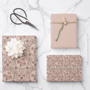 Mocha Rokoko Revival Mandala Art Deco Geschenkpapier Set