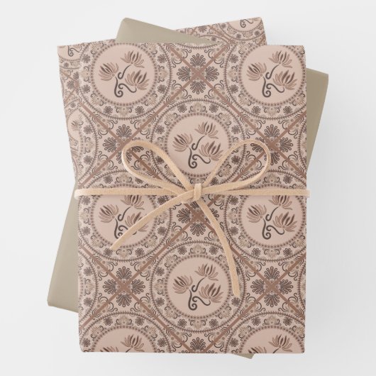 Mocha Rokoko Revival Mandala Geo Diamond Tile Geschenkpapier Set (Beispiel)