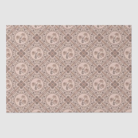 Mocha Rokoko Revival Mandala Geo Diamond Tile Seidenpapier (Vorderseite)