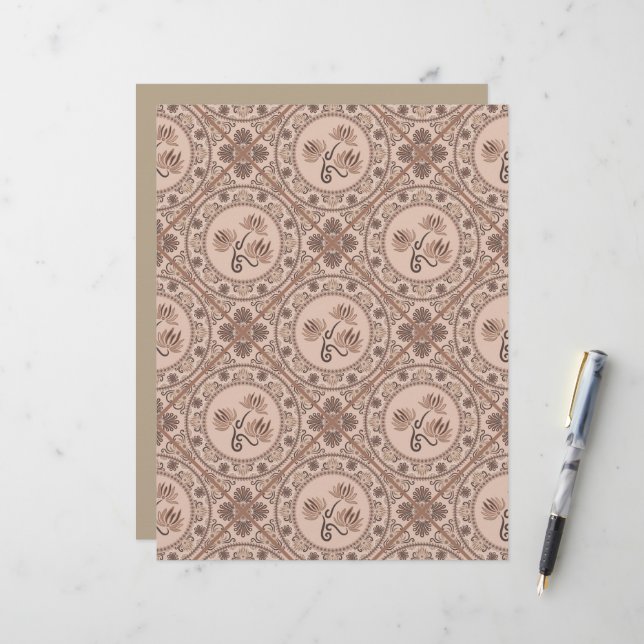 Mocha Rokoko Revival Mandala Geo Tile Scrapbook (Vorderseite/Rückseite Beispiel)