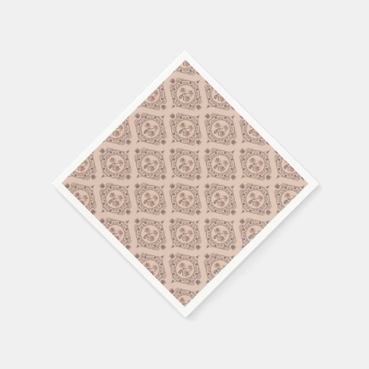 Mocha Rokoko Revival Mandala Retro Ogee Decoupage Serviette (Ecke)