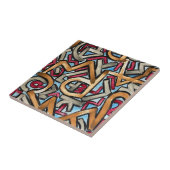 Mocha Rot Grau Geometrisch-Handgemalte Abstrakte K Fliese (Seite)
