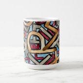 Mocha Rot Grau Geometrisch-Handgemalte Abstrakte K Kaffeetasse (Mittel)