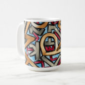 Mocha Rot Grau Geometrisch-Handgemalte Abstrakte K Kaffeetasse (Vorderseite Links)