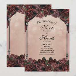 Mocha Rust Brown Rose Elegante Hochzeit im Herbst Einladung