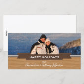 Mocha Rustic Banner Holiday Foto Card Feiertagskarte (Vorne/Hinten)