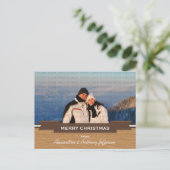 Mocha Rustic Banner Holiday Foto Postkarte (Stehend Vorderseite)