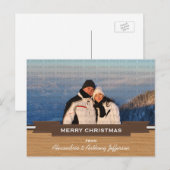 Mocha Rustic Banner Holiday Foto Postkarte (Vorne/Hinten)