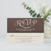 Mocha Rustic Linen UAWG Reply Cards RSVP Karte (Stehend Vorderseite)