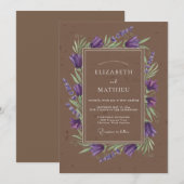 Mocha Rustikale Botanische Hochzeit Einladung (Vorne/Hinten)