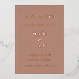 Mocha Save the Date Foil Einladung