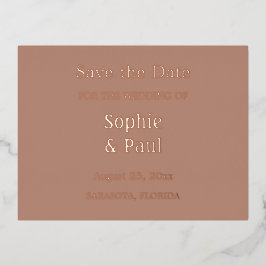 Mocha Save the Date Foil Einladung Postkarte