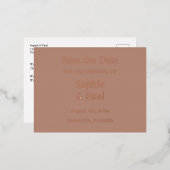 Mocha Save the Date Foil Einladung Postkarte (Vorderseite/Rückseite)