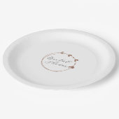 Mocha Simple Heart Wreath Brautparty Pappteller (Schrägansicht)