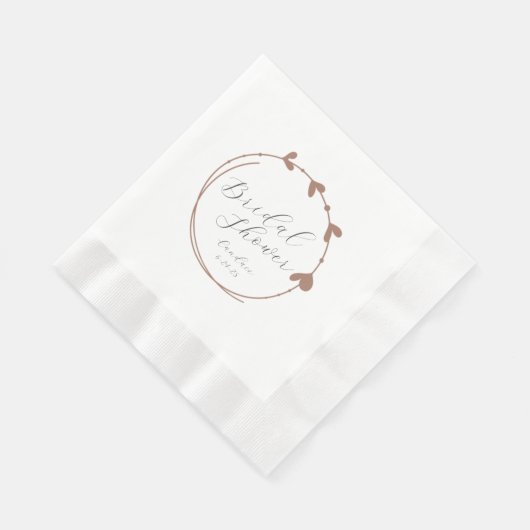 Mocha Simple Heart Wreath Brautparty Serviette (Ecke)