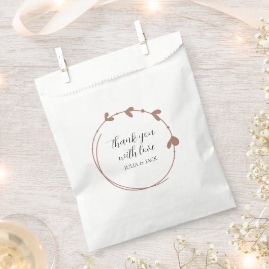 Mocha Simple Heart Wreath Wedding Geschenktütchen (Ausgeschnitten)