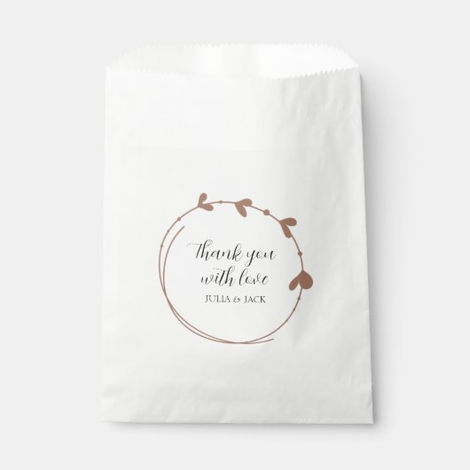 Mocha Simple Heart Wreath Wedding Geschenktütchen (Vorderseite)