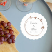 Mocha Simple Heart Wreath Wedding Untersetzer