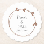 Mocha Simple Heart Wreath Wedding Untersetzer (Vorderseite)