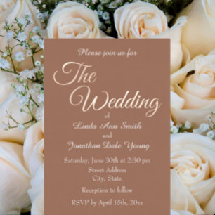 Mocha Simple Style Schrift Hochzeit Folieneinladung