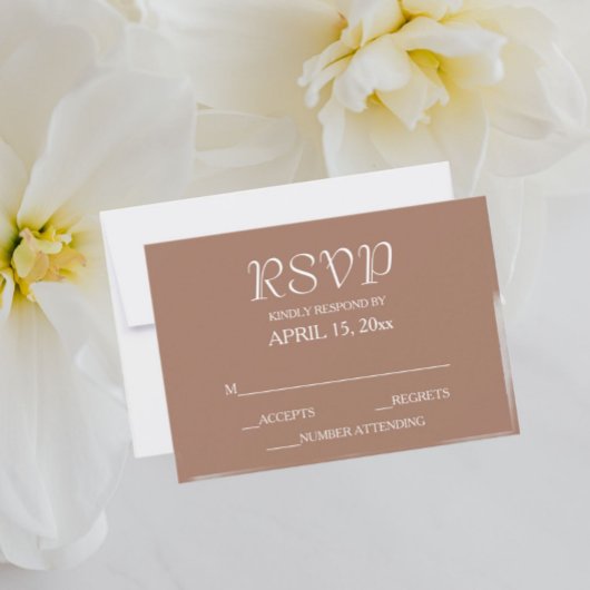 Mocha Simple Style Wedding RSVP Karte