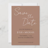 Mocha Simple Style Wedding Save The Date (Vorderseite)