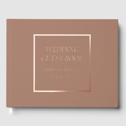 Mocha Simple Stylized Lettering Wedding Gästebuch (Vorderseite)