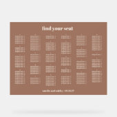 Mocha Simple Wedding Chart Alphabetisch Acrylschild (Vorderseite)