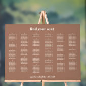 Mocha Simple Wedding Chart Alphabetisch Acrylschild (Neutral)