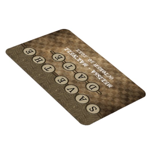 Mocha Steampunk Keys Save the Date Flexi Magnet (Rechte Seite)