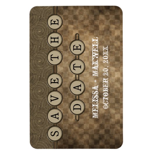Mocha Steampunk Keys Save the Date Flexi Magnet (Vertikal)