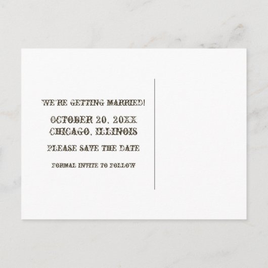 Mocha Steampunk Keys Save the Date Postcard Ankündigungspostkarte (Rückseite)