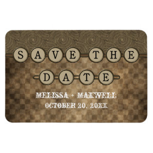 Mocha-Steampunk-Tasten „Save the Date“-Flexmagnet Magnet