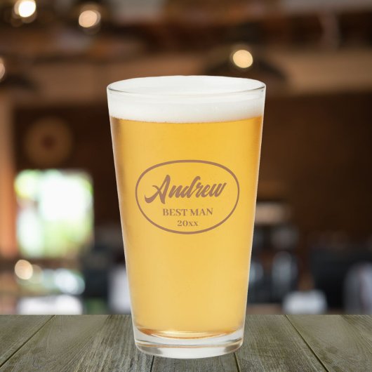 Mocha Stylized Name Wedding Trauzeuge Glas