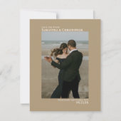 Mocha Tan Vertical Foto Minimalistisch Wedding Save The Date (Vorderseite)