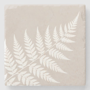 Mocha Taupe Weiße Farne Botanische Hochzeit Steinuntersetzer