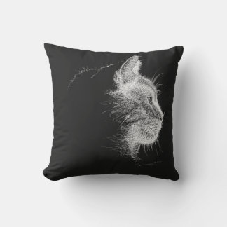 Mocha the Cat Slow Pillow Minimalistisch Line Art Kissen