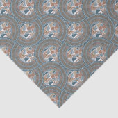 Mocha und Aquamarine Abstrakte Akzente Mandala Oge Seidenpapier (Detail)