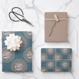 Mocha und Aquamariner Abstrakter Akzent Polka Dot  Geschenkpapier Set