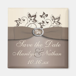 Mocha und Elfenbeinflorale Gastgeschenk Hochzeit M Magnet