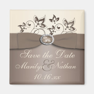 Mocha und Elfenbeinflorale Gastgeschenk Hochzeit M Magnet