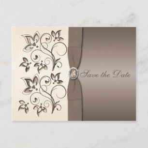 Mocha und Ivory Floral Save the Date Postkarte