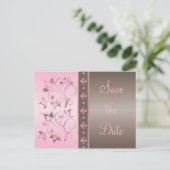 Mocha und Pink Floral Save the Date Postkarte (Stehend Vorderseite)