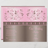 Mocha und Pink Floral Wedding Program (Vorne/Hinten)