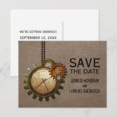 Mocha Vintag Clock Save the Date Postkarte (Vorne/Hinten)