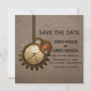 Mocha Vintage-Uhr Save-the-Date-Einladung Save The Date