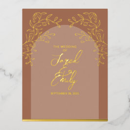 Mocha Wedding Foil Save the Date Postcard Folie Einladungspostkarte
