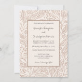 Mocha Whimsy Hand Drawn Foliage Wedding Einladung (Vorderseite)